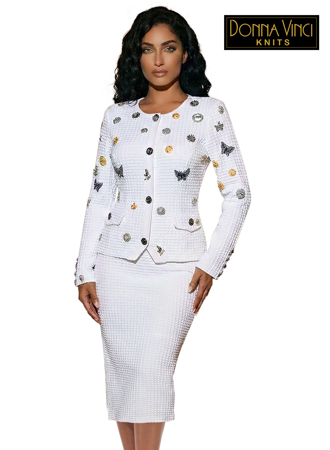 Donna Vinci Knit Jacket & Skirt Suit – Style 13459